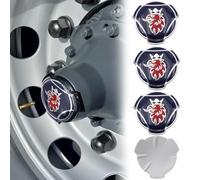 4 pièces de décalcomanies en aluminium Griffin pour jantes de camion Scania - Emblèmes de centre de roue bleu (couronne argentée)