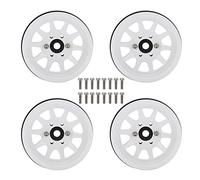 4 pièces de jantes en métal de 1,9 pouce pour crawler RC 1:10, moyeux de roue RC en fer durables avec un design à 10 rayons, compatibles avec SCX10, 90046, Traxxas D90, HSP, (Blanche)