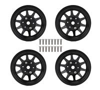 4 pièces de jantes en métal de 1,9 pouce pour crawler RC 1:10, moyeux de roue RC en fer durables avec un design à 10 rayons, compatibles avec SCX10, 90046, Traxxas D90, HSP, (Noire)