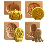 4 pièces de moules à biscuits en bois, formes de biscuits sculptées en bois, tampons à biscuits DIY, emporte-pièce, presse 3D amusante, forme de gravure pour Noël, ustensile de pâtisserie (style