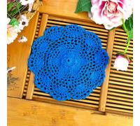 4 pièces de nappe ronde brodée, napperon crocheté, napperon en dentelle, set de table, petit chemin de table en crochet, nappes en coton pour tasses, bols, assiettes, vases, antiquités, 20 cm, bleu
