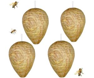 4 Pièces De Nid De Guêpe Artificiel, Suspension Wasp Nest, Guêpes Factice, Wasp Nest Decoy, Les Maisons et Les Jardins pour se Défendre Contre Les Guêpes