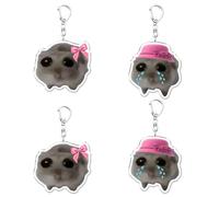 4 pièces de porte-clés hamster, étiquettes volantes hamster, étiquettes volantes décoratives en acrylique, pendentifs de sac, boucles de hamster mignonnes, accessoires de porte-clés hamster