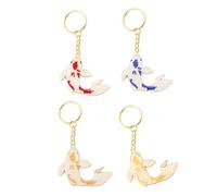 4 Pièces De Porte-Clés Koi, Décorées avec Une Texture D'Émail, La Boucle Dorée Est Solide Et Durable, Ce Qui Signifie qu'il Est Pratique De L'Emporter avec Vous, Convient Aux Clés, Au Jaune.