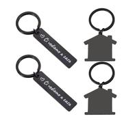 4 Pièces De Porte-Clés sur Le Thème des Couples Vivant Ensemble, 2 Pièces Chacune, Forme Maison d'amour, Cadeaux De Couple, Cadeaux d'anniversaire.