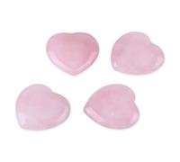 4 pièces de Quartz Rose sculpté en Forme de cœur en Cristal Rose Pierre de guérison Semi-précieuse décoration de Pierres précieuses