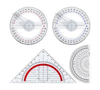 4 pièces de rapporteurs, rapporteurs de dessin et de conception, règles de mesure d'angle, triangle, cercle complet, rapporteurs demi-cercle, outils de mesure d'angle, aides pédagogiques au dessin mat