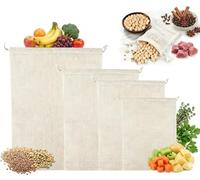 4 pièces de sac en maille, sacs en maille réutilisables et lavables, en coton respirant, sacs en coton lavables pour pois chiches cuits, soupes, ragoûts (14x18-40x50 cm)