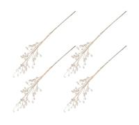 4 Pièces Décoration de Sapin de Noël en Acrylique Doré, Branches | Branches Artificielles Faciles à Nettoyer, Ornées de Perles, pour Vitrines, Scènes Festives et Décoration Intérieure
