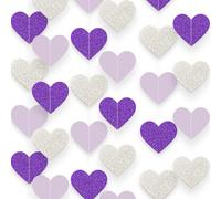 4 Pièces Décoration Saint Valentin Coeur Guirlande à Suspendre, Banière Mariage Decoration Romaintique, Coeur Banderole d’ Amour Total 52ft pour Deco Saint Valentin, Anniversaire, Mariage (Violet)