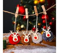 4 pièces Décorations de Noël, figurines en laine feutrée de moutons, décorations suspendues en flocons de renne pelucheux, ornements pour sapin de Noël, décorations murales pour la maison Taille Uniqu