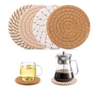 4 Pièces Dessous de Plat en Fil de Coton, Dessous de Verre Ronds | RéSistants à La Chaleur Sous Plat de Table pour Casseroles, PoêLes, Assiettes