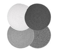 4 Pièces Dessous de Plat en Fil de Coton Diamètre 18 Cm Ronds Tressés Tapis Porte Casseroles, Antidérapants Tissé Dessous de Plat Résistants Dessous Assiette pour Casseroles, Poêles et Assiettes