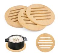 4 Pièces Dessous de Plat, Rond Dessous de Plat Bois, Tapis de Dessous de Plats Antidérapant, Écologique et Résistant à la Chaleur, Naturel Dessous de Plat, Tapis Isolant pour Home Kitchen