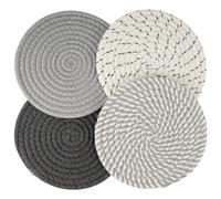 4 Pièces Dessous De Plat Ronds Tressés Tapis Porte Casseroles(18Cm,Gris) | sous Assiette Résistant À La Chaleur, sous Plat De Table Absorption De l'eau, Dessous Plat pour La Cuisine Et La Pâtisserie