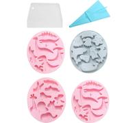 4 pièces Dinosaure-Oiseaux-Animal-Dauphin-Baleine-Moules à chocolat en silicone, Moules à sucre en silicone, Beaux moules à bonbons durs, Moules souples en résine DIY