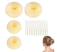 4 Pièces Donuts Chignon,Boudin Cheveux Accessoire Cheveux Femme Accessoires de Coiffure Elastique Donut Chignon Enfant Fille Coussins à Chignons Pince Aide Bandeau Chouchou,pour Mariage (Blanc)