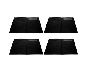 4 Pièces Dossier de Facture en Cuir Synthétique Noir | Serveurs et Personnel de Café, Adapté aux Reçus et Additions, Surface Lisse avec Inscription Merci