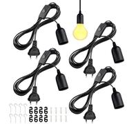 4 Pièces Douille E27 Avec Interrupteur, Support Avec 2 m Câble d'Alimentation, Supports Pour Lampes Avec Anneau Fileté, Pour Suspensions et Lampes de Table