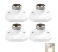 4 Pièces Douilles de Plafonnier E27 à vis,Douilles E27 Plafond ou Murale,Base Lampe E27 Murale,AC 250V,Porte-Lampe Carré,Support Lampe Culot Plastique Ignifuge pour Ampoules LED et Incandescence 60 W