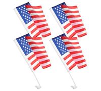4 Pièces Drapeau Américain, Clip, Poteau, Polyester | Installation sans Effort, Fixation Sûre et Stable, Couleurs Intenses, pour Fenêtres de Voiture et Cortèges