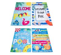 4 Pièces Drapeau de Jardin D’fête Extérieure, Polyester, Décoratif | Impression Lumineuse, Belle Finition, Texture Soignée, pour Cour et Réception Estivale