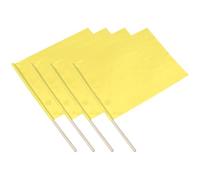 4 Pièces Drapeaux de Match Jaunes, Arbitre Portatif, Compétitions | Polyester et Poignées en Bois, Format 30x40cm, Faciles à Transporter pour Épreuves Extérieures et Entraînements