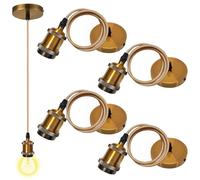 4 Pièces E27 Suspension Vintage En Métal, 100 Cm Suspension En Métal E27, Porte Lampe, Pour Éclairage Au Plafond Salon Chambre Cuisine