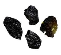 4 Pièces Échantillon de Météorite Noir 2, 5 à 3, 5cm, Pendentif | École et Anniversaire, Ornement, Aide à Enrichir les Connaissances