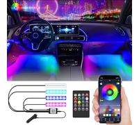4 Pièces Éclairage LED Voiture Intérieur,avec Smart APP Control et télécommande sans Fil,Kit d'éclairage sous Le Tableau de Bord avec synchronisation Musicale,Lumière intérieure RVB pour Voiture,SUV