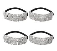 4 Pièces Élastique à Cheveux Orné de Cristaux, Bandeau Chic | Tissu et Cristaux, Noué, Extensible, Décoratif, pour Fêtes de Noël et Anniversaires, pour Dames