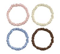 4 Pièces Élastiques À Cheveux En Soie, Élastiques À Cheveux Pour Femmes, Porte-Queue De Cheval, Couvre-Chef Simple Et À La Mode, Bandes Élastiques Unies, Bandeau En Soie De Mûrier