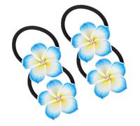 4 Pièces Élastiques à Cheveux Fleuris en Pâte Polymère | Design Simple et Élégant, Usage Quotidien ou Anniversaire, Maintien Souple, Accessoire Coiffure pour Queue de Cheval