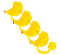 4 Pièces Embout de Paille en Silicone Banane Réutilisable | Protection Sanitaire Longue Durée, Garde la Paille Propre, Accessoire Jaune, Usage Outdoor
