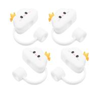 4 Pièces Embout de Paille en Silicone Nuage Couronne Blanc | Protection Anti Poussière, Usage Quotidien au Café L’école, Compatible Gobelets, Style Mignon