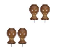 4 Pièces Embouts de Tringle à Rideaux Boule Bois Fer Marron Vissables | Finition Polie Rustique, Lignes Douces et Courbes Classiques, pour Rails et Barres, Usage Professionnel
