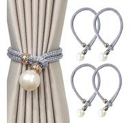 4 Pièces Embrasse pour Rideaux,Embrases pour Voilages Grandes Perles pour Décoration de Maison, Bureau Etc. (Gris)