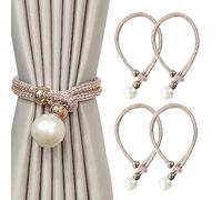 4 Pièces Embrasse pour Rideaux,Embrases pour Voilages Grandes Perles pour Décoration de Maison, Bureau Etc. (Champagne)