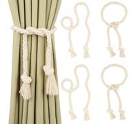 4 Pièces Embrasse Rideau Beige, Embrasse pour Rideaux en Coton Tissé à la Main, Attache Rideaux Bohème pour Maison, Bureau et Hôtel