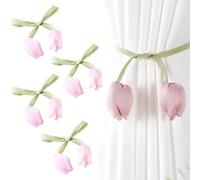 4 Pièces Embrasses De Rideaux, Cravates De Rideau, Embrasse De Corde De Rideau, Embrase De Rideaux Forme De Fleur, Style Bohème, Porte Rideau Décoratif pour Maison, Bureau, Salon, Chambre, Rose