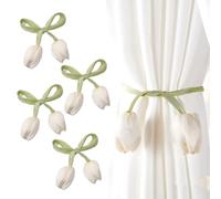 4 Pièces Embrasses De Rideaux, Cravates De Rideau, Embrasse De Corde De Rideau, Embrase De Rideaux Forme De Fleur, Style Bohème, Porte Rideau Décoratif pour Maison, Bureau, Salon, Chambre, Beige