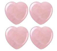 4 pièces en forme de coeur rose cristal Rose Quartz cristal coeur amour guérison coeur Reiki équilibrage semi-précieux outil de Massage décoration de la maison pierres précieuses cadeau (4pcs*3cm)