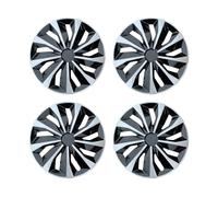 4 pièces enjoliveur de Roue Universel R14 R15 R16 Pouces Capuchons de moyeu de Remplacement Couvercle de Jante de Roue Accessoires de Pneu PP Snap sur Camion SUV(4Pcs R16 Black Silve)