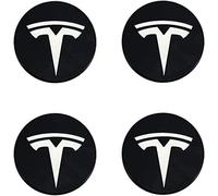 4 Pièces Enjoliveurs de Roue pour Tesla Model 3 2023-56mm, Cache-moyeux Autocollant de Capuchon de Jante Enjoliveur de Centre de Roue de Voiture Autocollant de Badge,BlackB