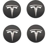 4 Pièces Enjoliveurs de Roue pour Tesla Model 3 Highland 2024 65MM, Cache-moyeux Autocollant de Capuchon de Jante Enjoliveur de Centre de Roue de Voiture Autocollant de Badge,BlackC