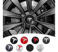 4 pièces/ensemble 3D capuchons de moyeu central de roue de voiture autocollant emblème automatique capuchon central de roue pour Tesla modèle 3 modèle S modèle X bobine Mod WYE K80 black silver-Sticke