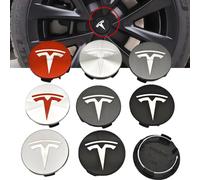4 pièces/ensemble adapté pour Tesla modèle 3 Y S X badge de capuchon central de roue, capuchon de moyeu de roue modifié ABS 56mm roue de voiture d'origine Tesla cent Chrome Red