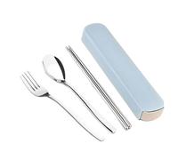 4 Pièces/ensemble Baguettes Cuillère Fourchette Couteau à Steak Avec Mallette De Rangement Voyage Camping Couverts Vaisselle Portable(A)