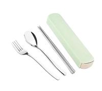 4 Pièces/ensemble Baguettes Cuillère Fourchette Couteau à Steak Avec Mallette De Rangement Voyage Camping Couverts Vaisselle Portable(B)