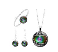 4 Pièces Ensemble Bijoux Pierre Précieuse Time, Pendentif Alliage | Style Vintage Élégant, Verre Gemme, Fête D'anniversaire et Présent Diy, pour Femmes et Filles